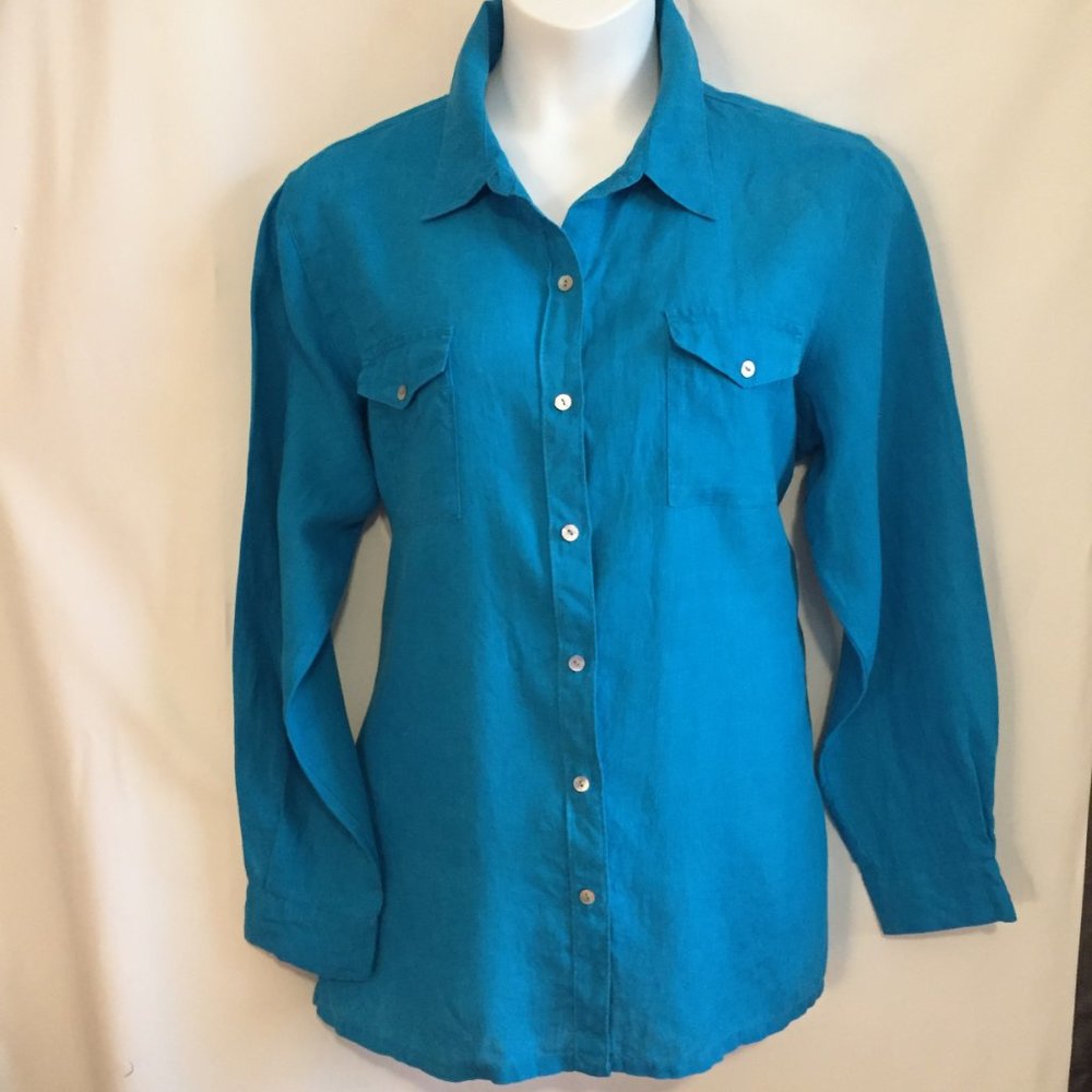 Lino by Chicos Shirt size 3 14 16 Linen Relaxed